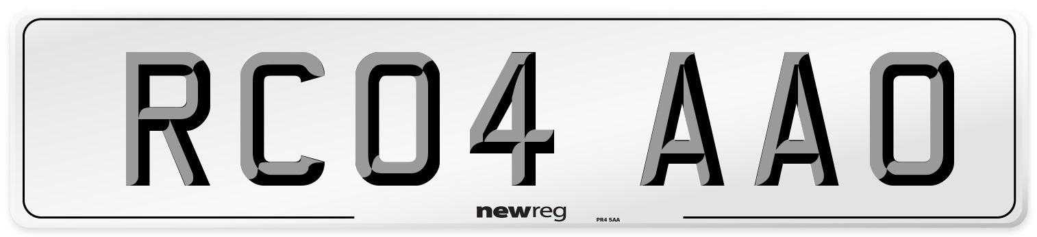RC04 AAO Number Plate from New Reg